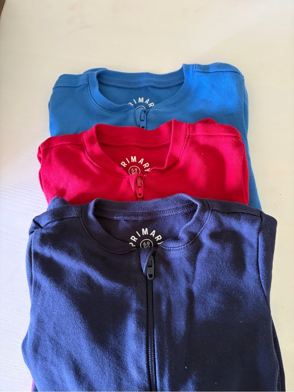 Primary baby organic zip footie